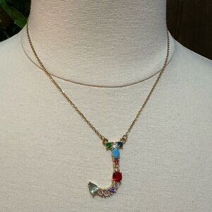 Beautiful Jeweled Letter “J” Necklace 18”